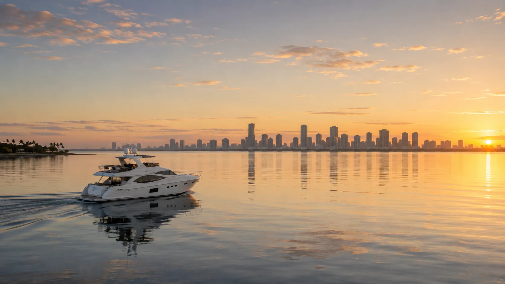 Glassy morning water on Biscayne Bay, Miami